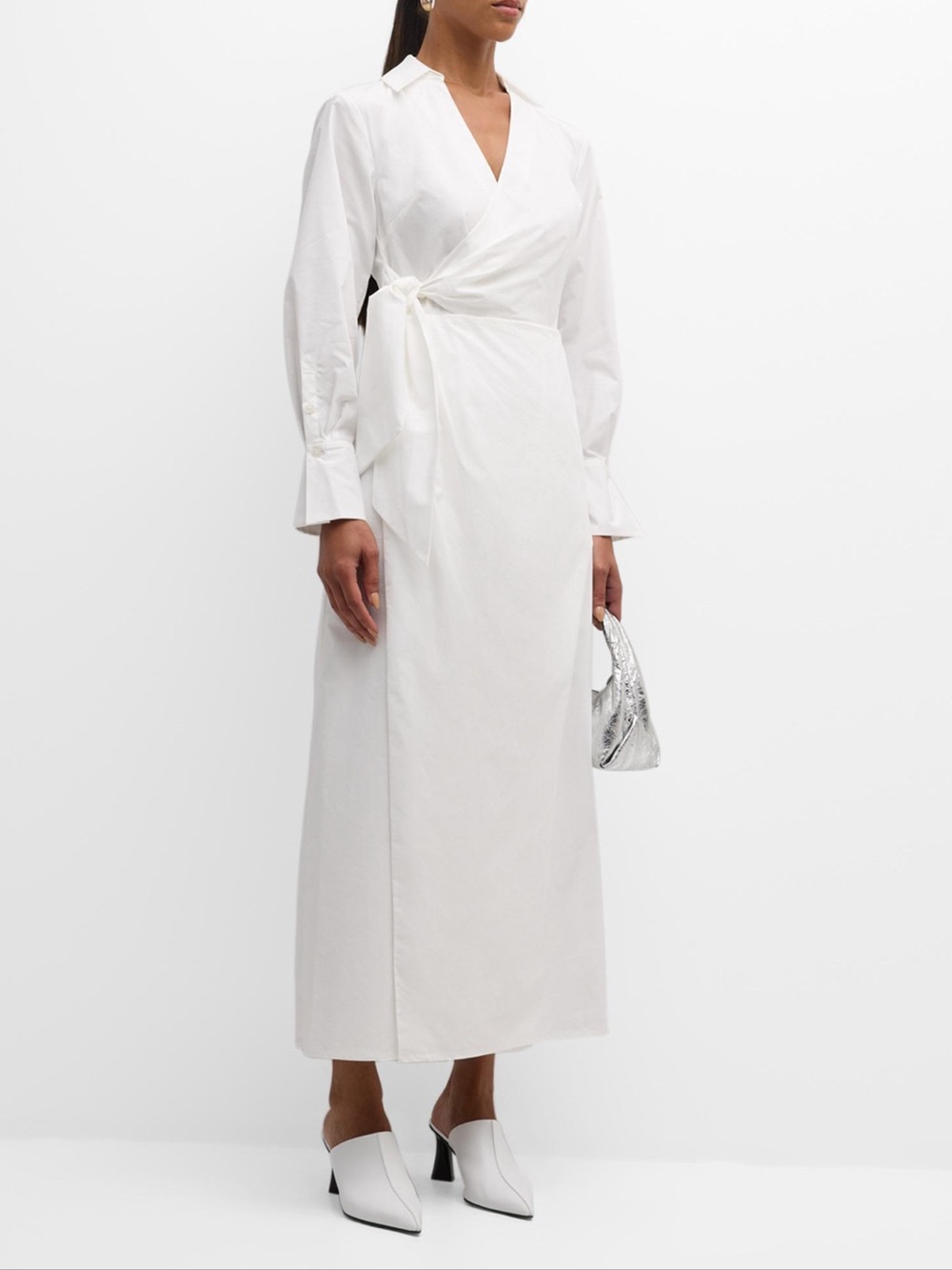 Classic White Wrap Maxi Shirt Dress with Tie Waist,Sold at Neiman  Marcus